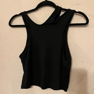 Cider Black Solid Asymmetrical Sleeveless Crop Top Ribbed Tank Top Size Large thumbnail 7