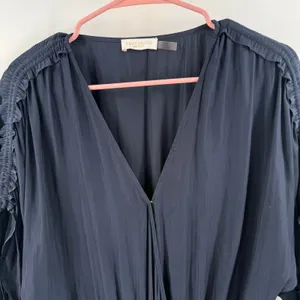 Ramy Brook Tilda Dress Women’s Size XXS Crossover Mini Ruffle Smocked navy blue thumbnail 8