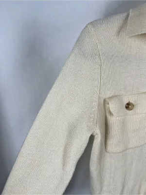 Spartina 449 Knit Polo Cardigan Seawool Cashmere Blend Cream Size S thumbnail 7