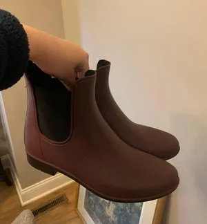 Sam Edelman Tinsley Maroon Rubber Waterproof Women's Chelsea Rain Boots thumbnail 1