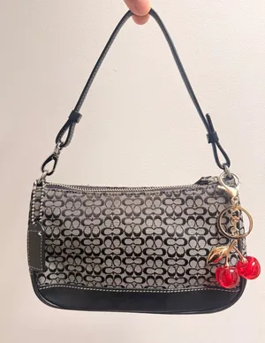 Coach Y2K Signature Demi Pouch Bag Black Grey‎ Jacquard Canvas 6622 Vintage thumbnail 1