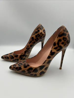 Elisabet Tang Leopard Print Stiletto Pumps - 4.3/4" High Heel Women's Size 9 thumbnail 2