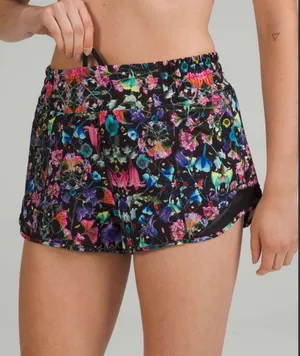 Lululemon Hotty Hot Reflective Shorts Flowerscope Colorful Floral Running Sz 6 thumbnail 1