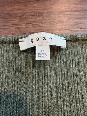 Gaze Knit Crop Cardigan Sweater Open Front Tie Women in Green XS - C33-059 thumbnail 2