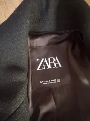 Zara Black Single-Button Wool-Blend Pea Coat thumbnail 2