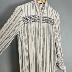 Anthropologie Floreat Norfolk Blouse Striped Long Sleeve Shirring Smocked Sz‎ XS thumbnail 15