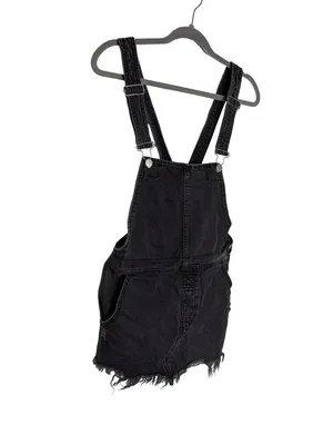🖤 Free People Denim‎ Overall Skirt Dress Size 2 Distressed 🖤 thumbnail 3