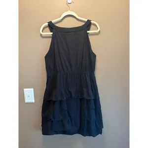 Maeve Anthropologie Black‎ Tiered Ruffle Cotton Mini Dress Sleeveless Size 12 thumbnail 5