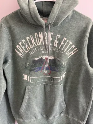 Abercrombie & Fitch Vintage Y2K Distressed Green Graphic Hoodie Small thumbnail 4