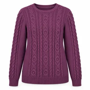 LL Bean Purple Double L Mixed Cable Cotton Crew Neck Pullover Sweater Size XS thumbnail 11