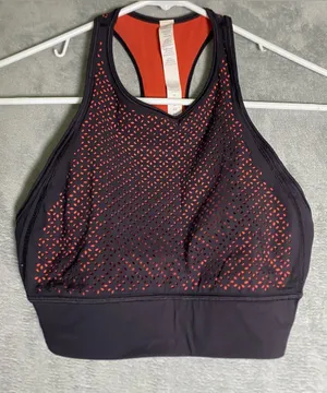 Lululemon High Neck Black Red Laser Cut Sports‎ Bra size 6 outdoor Sporty thumbnail 1