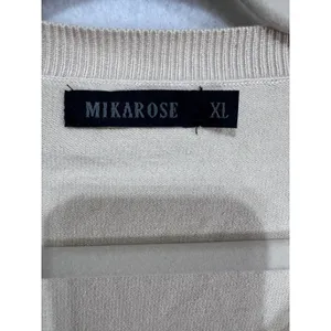Mikarose‎ XL Cream Cardigan Women's Lace Front Button Up Modest Romantic thumbnail 3