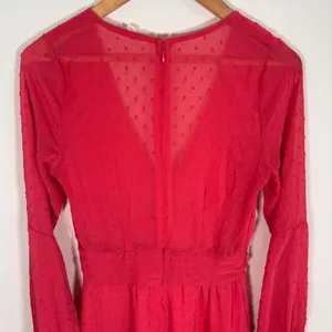 For Love & Lemons Coral Clip Dot Ruffle Mini Dress Deep V-Neck Long Sleeve Small thumbnail 10