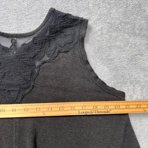 Free People‎ Meant To Be Swing Tank Top XS Charcoal Lace Mesh Yoke Sleeveless thumbnail 7