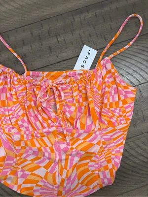 PacSun Orange & Pink Swirl Print Cropped Cami thumbnail 2
