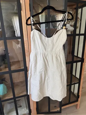 Abercrombie linen romper mini dress skort beaded adjustable babydoll sweetheart thumbnail 2