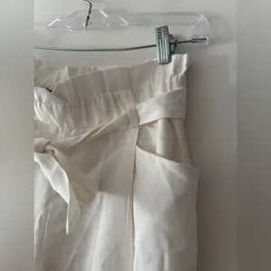 NEW!‎ Zara TRF White Paperbag Tie Belt Straight Leg Pants With Pockets thumbnail 3