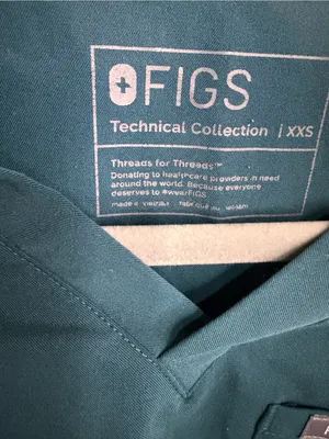 Figs Women’s Teal V-Neck Scrub Top with Navy Pants thumbnail 4