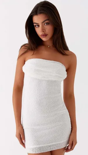 Peppermayo Strapless White Sequin Bodycon Dress thumbnail 1
