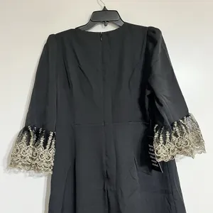 NWT POMANDER PLACE Black Lillith Maxi‎ Cocktail Dress w/ Gold Lace Size Large thumbnail 12