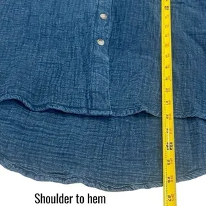 NEW Sim & Sam Blue Gauze Buttondown Top Capsule‎ Comfort Coastal Travel Chic S thumbnail 8