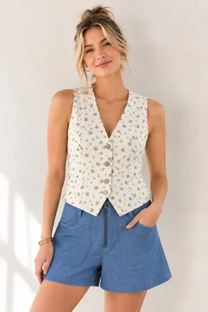 HYFVE Blue floral print vest top small new thumbnail 1