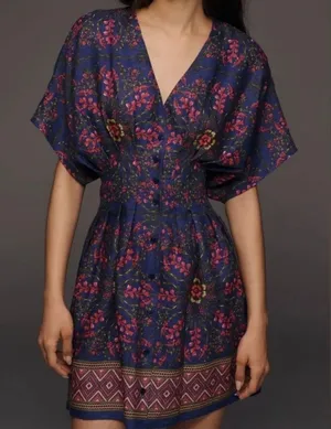 Anthropologie Tobie Mini Shirt dress By Exquise Womens Sm Floral Boho thumbnail 1