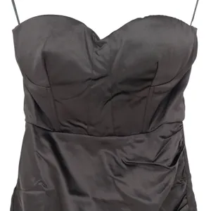 Black Satin Ruched Corset Mini Dress Sweetheart Neckline XL thumbnail 2