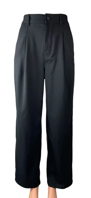 Urban Outfitters Women's Black Pleated High Rise Wide Leg Trousers Pants Size S thumbnail 1