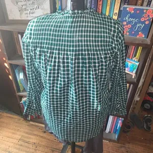 J Crew green gingham grannycore flowy 2 cottagecore top Green thumbnail 2