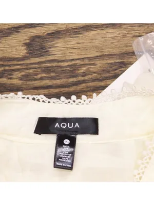 Aqua Womens Button Front Lace Flutter Sleeve Top IBO26550 Ivory Off White XXL thumbnail 3