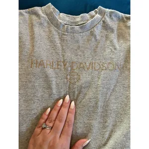 Vtg Harley Davidson Gray T-Shirt Womens With Gold Rhinestones XS Orlando FL thumbnail 4