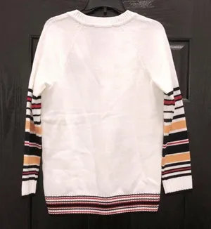 Tommy Hilfiger Sweater Ivory V-Neck Varsity Cable Knit Pullover Size L MSRP $79 thumbnail 4