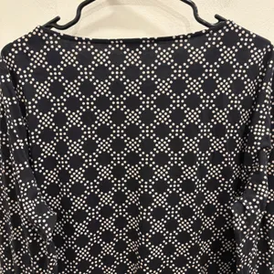 Boden Black Cream Geometric Dot‎ Long Sleeve Modal Cotton Jersey Shift Dress 16 thumbnail 6