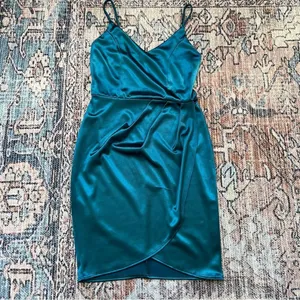 Lulus Forever Your Girl Teal Blue Satin Bodycon Dress Extra Small Mini Dress thumbnail 10