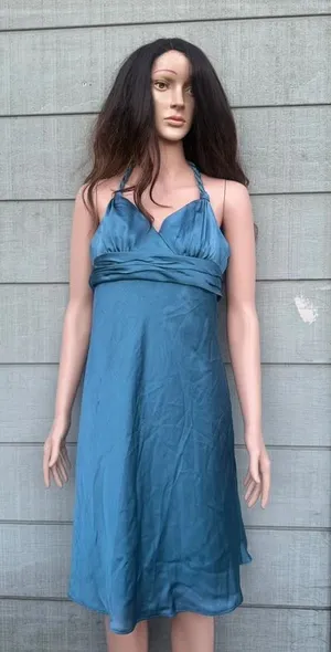 Women’s Davids bridal blue satin halter y2k dress size 2 thumbnail 1