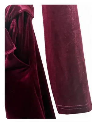 Lulus Women’s Romantic Moves Burgundy Velvet Long Sleeve Vneck Romper Size Small thumbnail 11