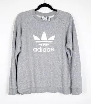 Adidas Women's Crew Neck‎ Pullover Sweatshirt Gray Sz M thumbnail 1