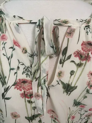 Rose & Olive Floral V-Neck Blouse - Cream and Pink thumbnail 2