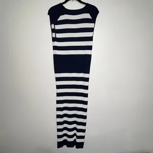Gabrielle Union New York & Company Navy White Striped Knit Midi Dress XL thumbnail 2