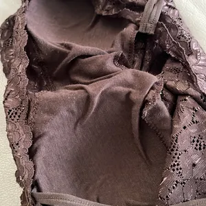 Y2K Brown Lace Built-In Bra Stretchy Cami Tank Top Size S thumbnail 6