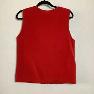 Vintage Retro Red Snowman Snowflake Winter Embroidered Holiday Full‎ Zip Vest S thumbnail 7
