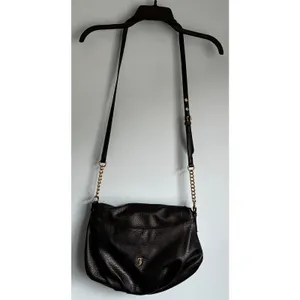 Juicy Couture Black Pebbled Hobo Shoulder Bag Gold Chain Pink Interior thumbnail 9