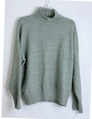Minimalist Sage Green Mock Neck Pullover Sweater Industry L thumbnail 1