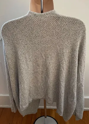 Gray Open Front Cotton Blend Speckled Cardigan Sweater, one size thumbnail 10