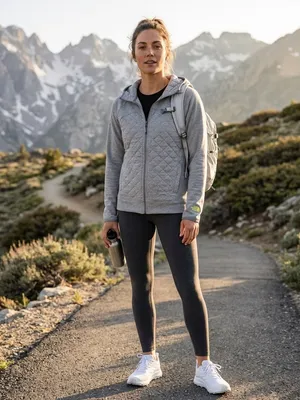 The North Face Quilted Zip Up Hoodie Jacket Grey Athleisure Layer XL Gorpcore thumbnail 2
