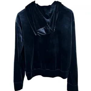 Abercrombie Fitch Velour Velvet Quarter Zip Cropped Hoodie Navy Blue Y2K Revival thumbnail 3