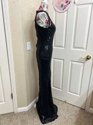 Mis Ord black prom sequin dress size M thumbnail 3