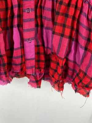 Free People We The Free Pacific Dawn Red Plaid Top Size XS thumbnail 6