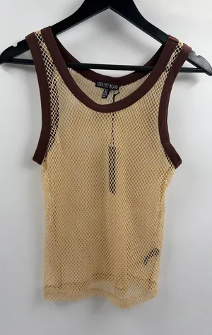 Current mood dolls kill mesh beige brown summer sleeveless tank top size xl NWT thumbnail 1
